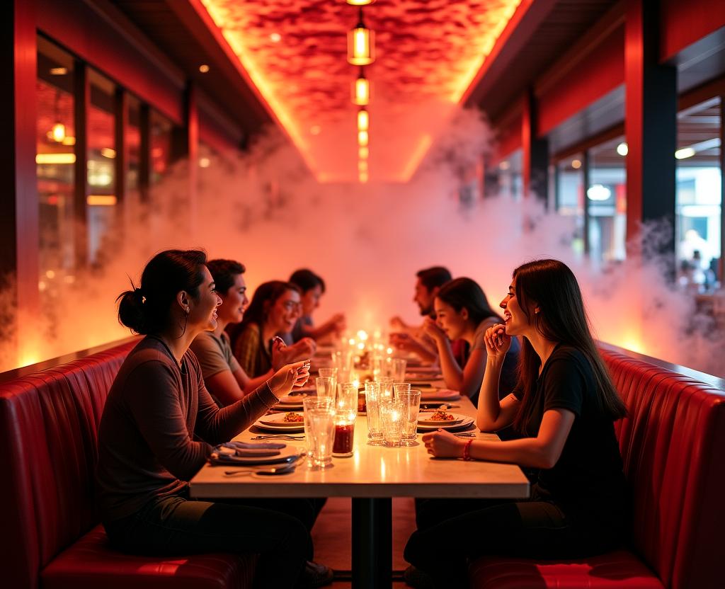 บรรยากาศการทานอาหารที่ Pyro Plate